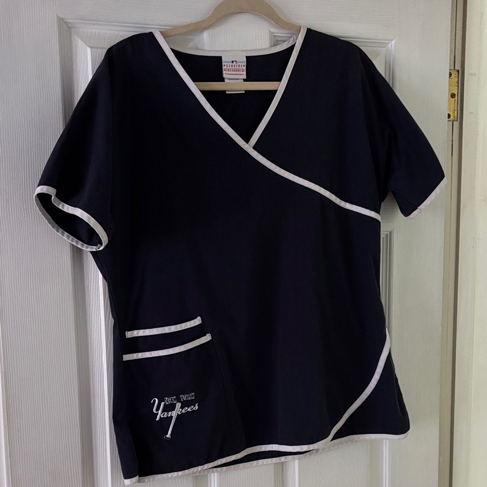 Women's Navy Wrap Scrub Top